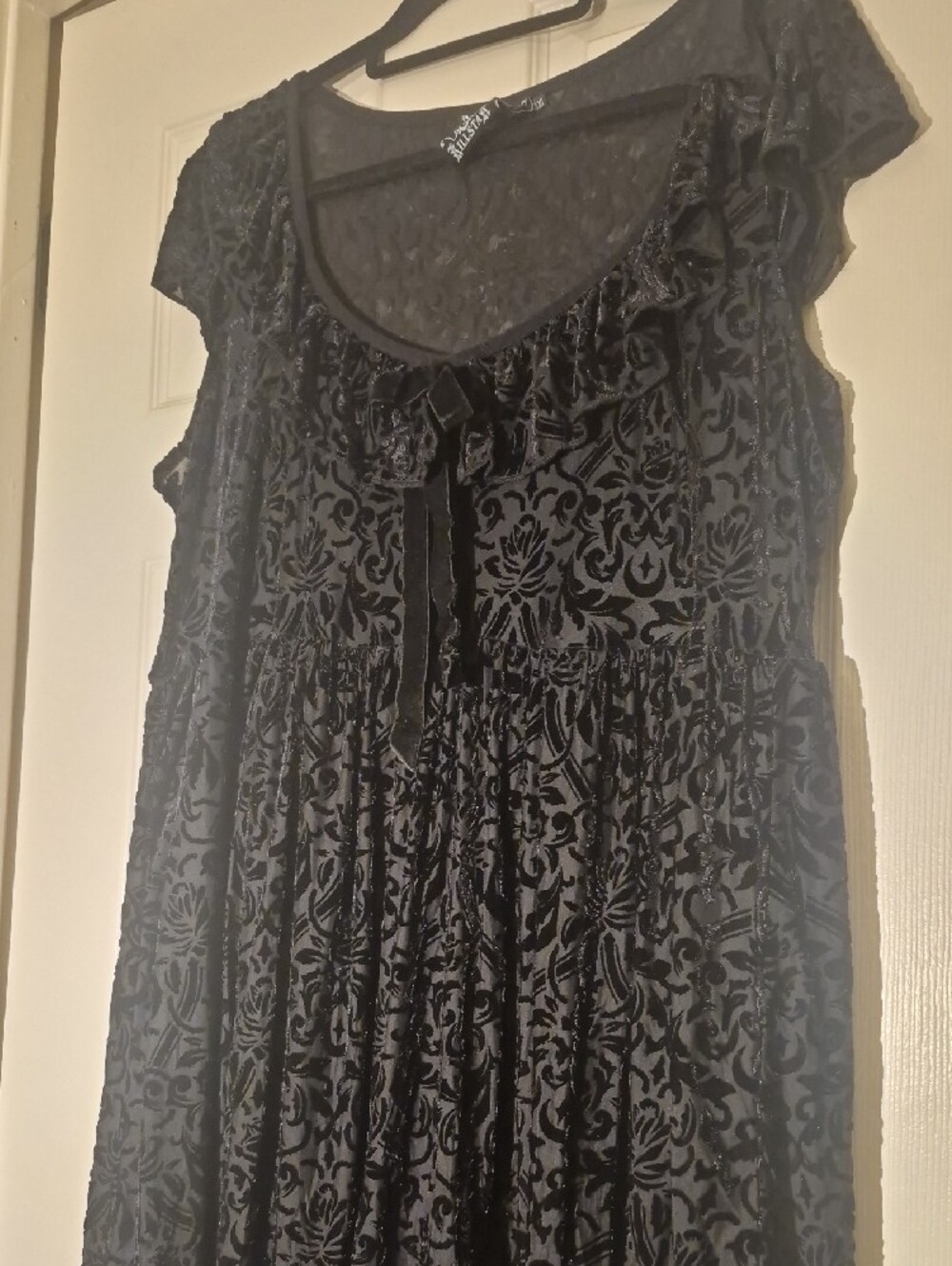Killstar Black Burnout Velvet Dress with Floral Burnout - Picture 5 of 5
